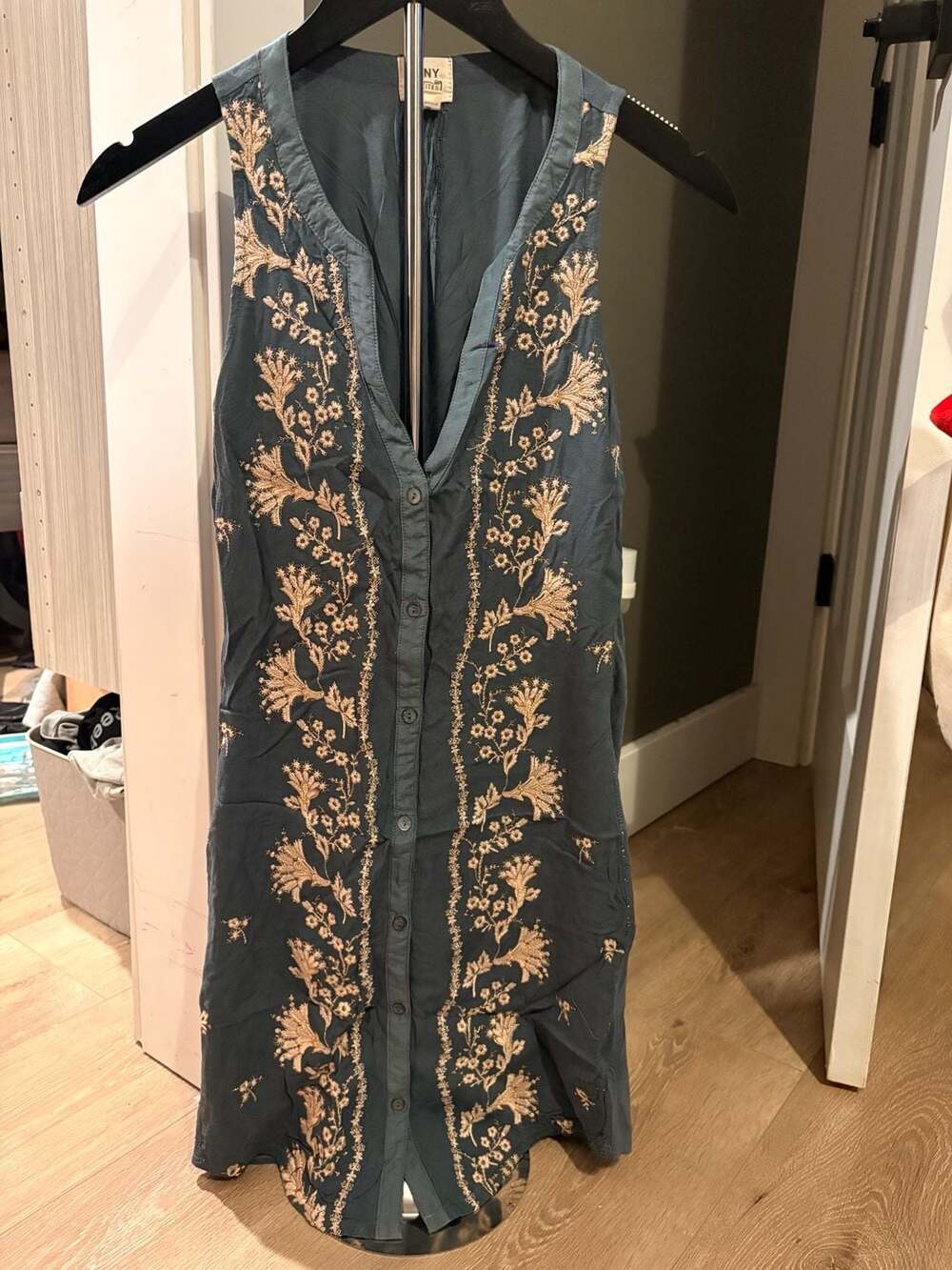 Anthropologie Tiny Petites Embroidered Syden Shirtdress Size SP Blue